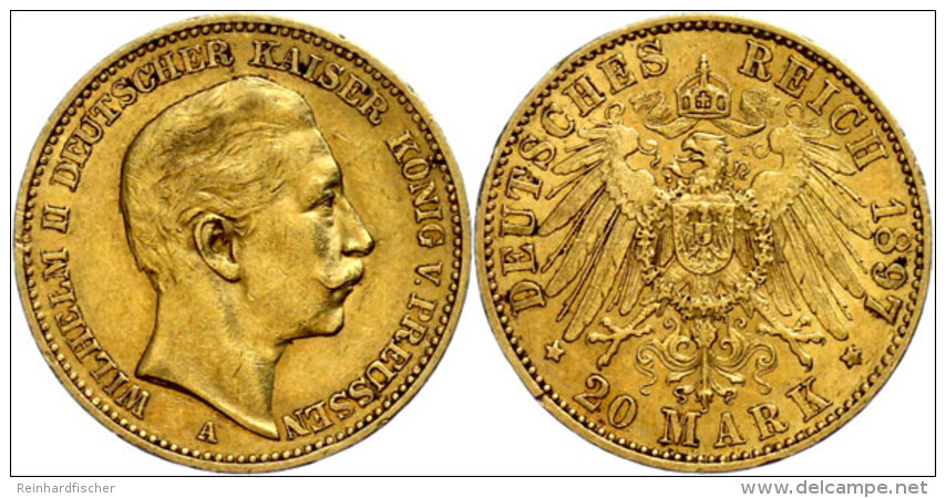 20 Mark, 1894, Wilhelm II., Ss+, Katalog: J. 252 Ss20 Mark, 1894, Wilhelm II., Very Fine, Catalogue: J. 252 Ss - Other & Unclassified