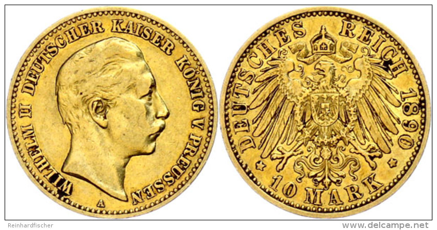 10 Mark, 1890, Wilhelm II., Ss, Katalog: J. 251 Ss10 Mark, 1890, Wilhelm II., Very Fine, Catalogue: J. 251 Ss - Other & Unclassified