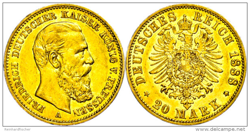 20 Mark, 1888, Friedrich III., Kl. Rf., Ss-vz., Katalog: J. 248 Ss-vz20 Mark, 1888, Friedrich III., Small Edge... - Other & Unclassified