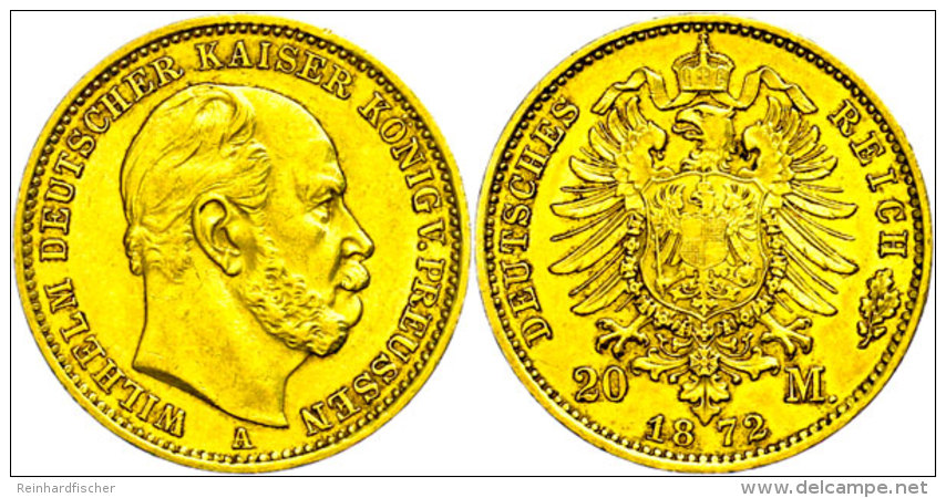 20 Mark, 1872, Wilhelm I., A, Ss., Katalog: J. 243 Ss20 Mark, 1872, Wilhelm I., A, Very Fine., Catalogue: J.... - Sonstige & Ohne Zuordnung