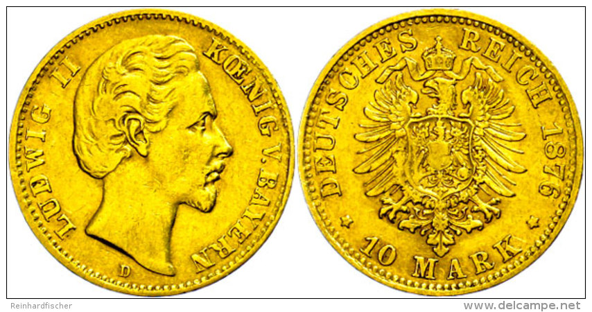 10 Mark, 1876, Ludwig II., Kl. Rf., S-ss., Katalog: J. 196 S-ss10 Mark, 1876, Ludwig II., Small Edge Nick, S... - Sonstige & Ohne Zuordnung