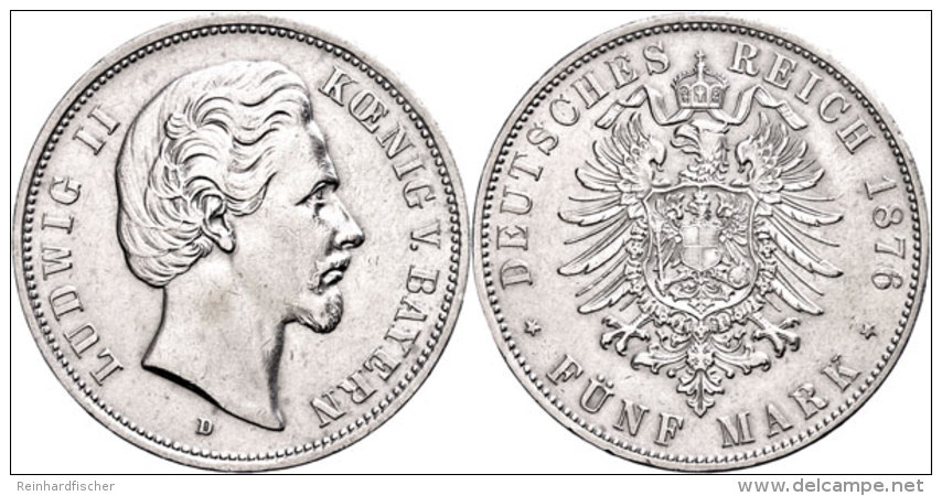 5 Mark, 1876, Ludwig II., Etwas Berieben, Randfehler, Ss-vz., Katalog: J. 42 Ss-vz5 Mark, 1876, Ludwig II., A... - Sonstige & Ohne Zuordnung