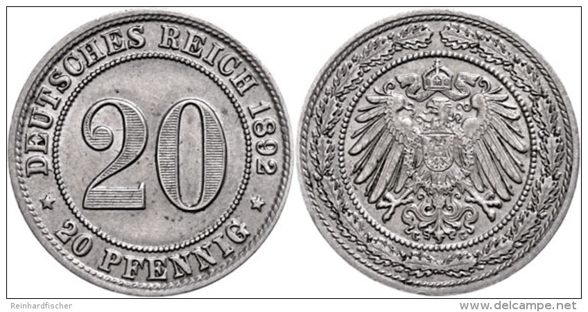 20 Pfennig, 1892, G, Ss., Katalog: J. 14 Ss20 Penny, 1892, G, Very Fine., Catalogue: J. 14 Ss - Sonstige & Ohne Zuordnung