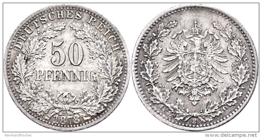 50 Pfennig, 1878, Ss+., Katalog: J. 8 50 Penny, 1878, Very Fine., Catalogue: J. 8 - Sonstige & Ohne Zuordnung