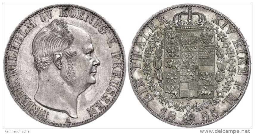 Taler, 1855, Friedrich Wilhelm IV., AKS 76, J. 80, F. Vz.  Thaler, 1855, Friedrich Wilhelm IV., Picture... - Sonstige & Ohne Zuordnung