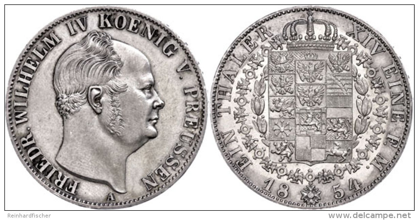 Taler, 1854, Friedrich Wilhelm IV., AKS 76, J. 80, Vz.  VzThaler, 1854, Friedrich Wilhelm IV., Picture... - Sonstige & Ohne Zuordnung