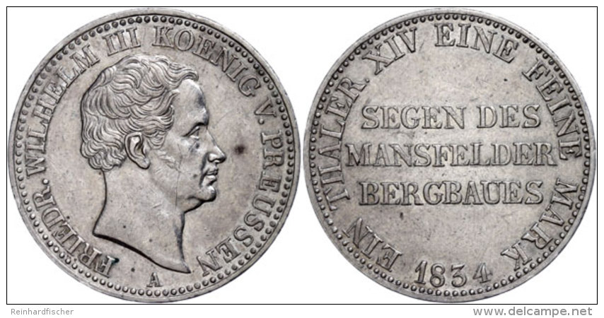 Taler, 1834, Friedrich Wilhelm III., Berlin, AKS 17, J. 62, Wz. Rf., Ss.  SsThaler, 1834, Friedrich Wilhelm... - Sonstige & Ohne Zuordnung