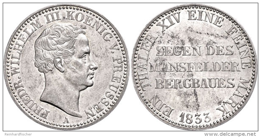 Taler, 1833, Friedrich Wilhelm III., AKS 18, J. 63, Min. Rf., Vz.  VzThaler, 1833, Friedrich Wilhelm III.,... - Sonstige & Ohne Zuordnung