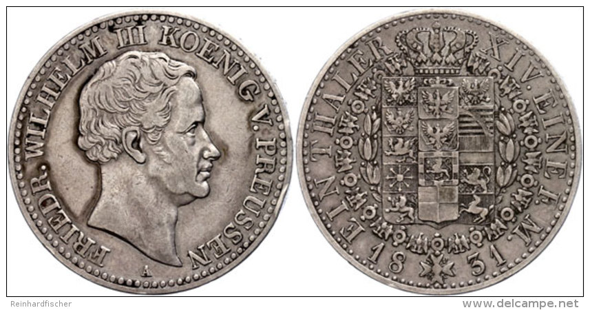 Taler, 1831, A, Friedrich Wilhelm III., AKS 17, J. 62, Randschlag, Ss.  SsThaler, 1831, A, Friedrich Wilhelm... - Sonstige & Ohne Zuordnung