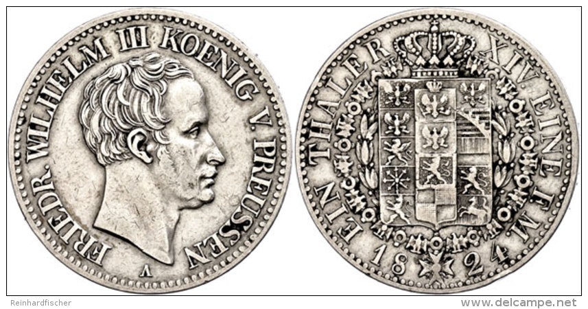 Taler, 1824, A, Friedrich Wilhelm III., AKS 14, J. 59, Kl. Rf., Ss.  SsThaler, 1824, A, Friedrich Wilhelm III.,... - Sonstige & Ohne Zuordnung