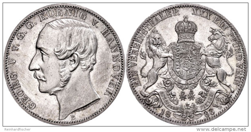 Taler, 1866, Georg V., AKS 144b, J. 96, Kl. Rf., Avers Leicht Berieben, Vz-st.  Vz-stThaler, 1866, Georg V.,... - Sonstige & Ohne Zuordnung