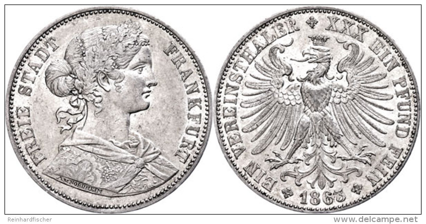 Taler, 1863, Francofurtia, Besserer Jahrgang, AKS Nr. 10, Ss  SsThaler, 1863, Francofurtia, Better Year,... - Sonstige & Ohne Zuordnung