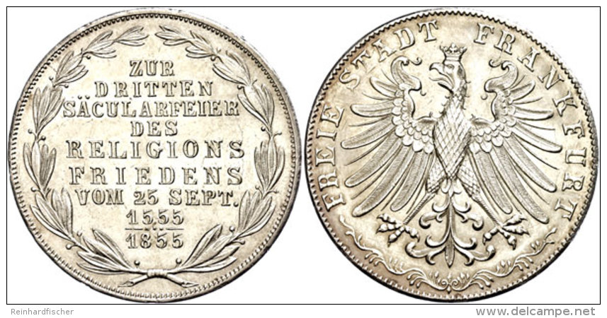 Doppelgulden, 1855, S&auml;cularfeier, AKS 42, J. 49, Kl. Rf., Vz-st.  Vz-stDouble Guilder, 1855,... - Other & Unclassified