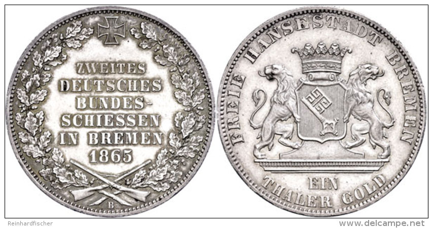 Taler, 1865, 2. Bundesschie&szlig;en, AKS 16, J. 27, Kl. Rf., Vz.  VzThaler, 1865, 2. Federal Shooting, Picture... - Sonstige & Ohne Zuordnung