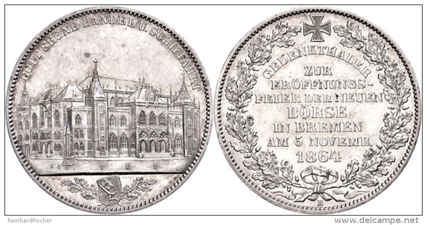 Taler, 1864, B&ouml;rse Bremen, AKS 15, Kl. Rf., Berieben, Vz.  VzThaler, 1864, Stock Exchange Bremen, Picture... - Other & Unclassified