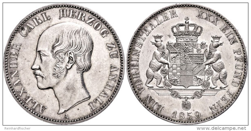 Taler, 1859, Alexander Carl, AKS 14, J. 72, Etwas Berieben, Vz.  VzThaler, 1859, Alexander Carl, Picture... - Sonstige & Ohne Zuordnung