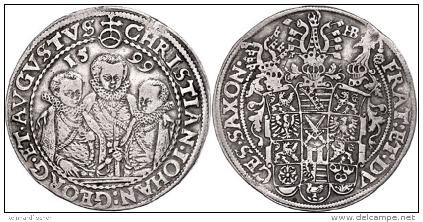 Taler, 1599, Christian II., Johann Georg Und August, Schnee 754, Dav. 9820, Randfehler, Ss.  SsThaler, 1599,... - Sonstige & Ohne Zuordnung