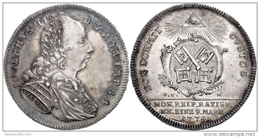 1/2 Taler, 1774, Mit Titel Josef II., Beckenbauer 7203, H&uuml;bsche T&ouml;nung, Vz+.  1 / 2 Thaler, 1774,... - Other & Unclassified