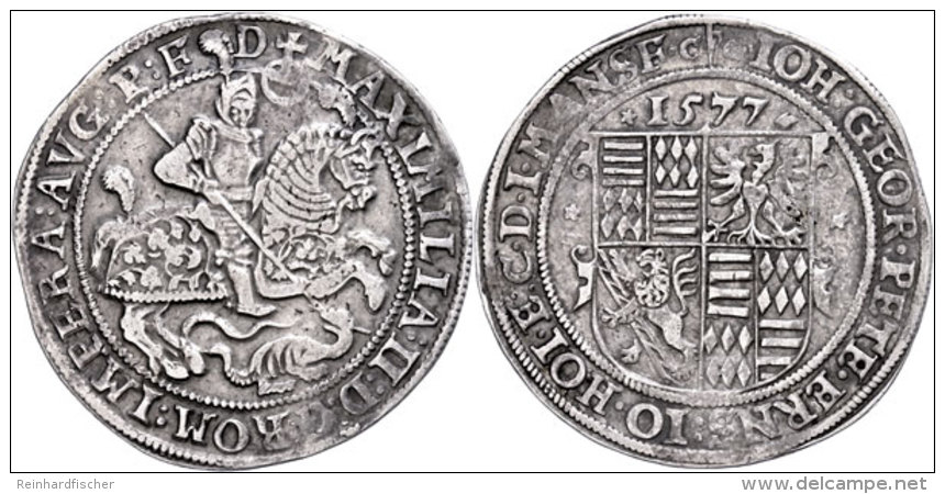 Taler, 1577, Johann Georg I., Peter Ernst I. Und Johann Hoyer III., Tornau 391e, Ss. Mit Unterlegzettel Der... - Sonstige & Ohne Zuordnung