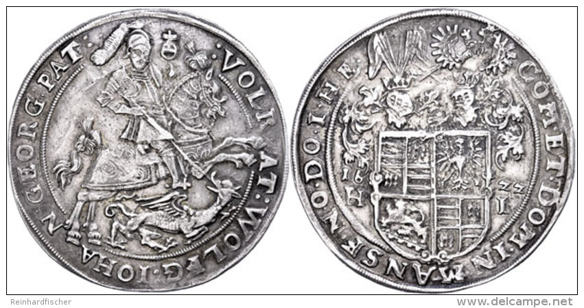 Taler, 1622, Volrat VI., Wolfgang III. Und Johann Georg II., HI, Tornau 750, Ss-vz. Mit Unterlegzettel Der... - Other & Unclassified