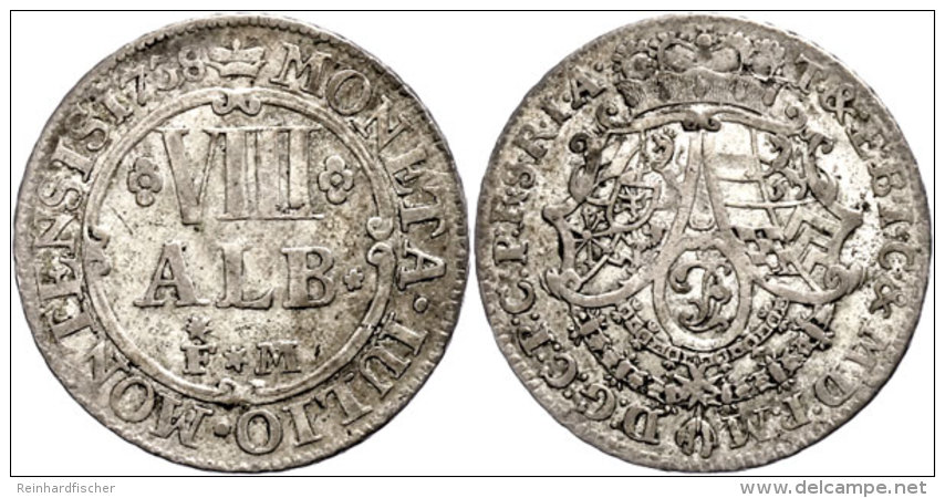 8 Albus, 1738, Karl Philipp Von Pfalz-Neuburg, Ss.  Ss8 Albus, 1738, Karl Philipp From Palatinate Neuburg, Very... - Other & Unclassified