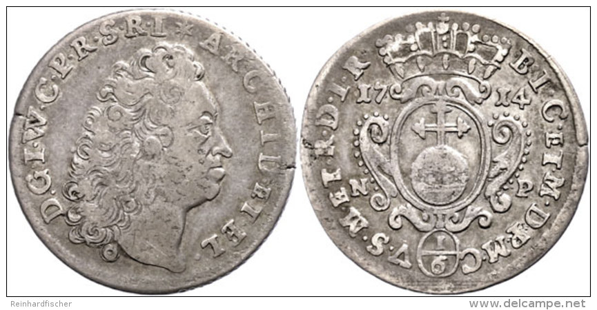 1/6 Taler, 1714, Johann Wilhelm II., Noss 875, Kl. Schr&ouml;tlingsfehler, Ss.  Ss1 / 6 Thaler, 1714, Johann... - Sonstige & Ohne Zuordnung