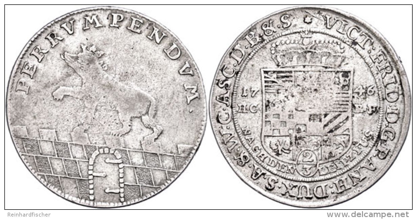 2/3 Taler, 1746, Victor Friedrich, HCRF, Mann 599, Dav. 211, Kl. Schr&ouml;tlingsfehler Am Rand, Ss.  Ss2 / 3... - Sonstige & Ohne Zuordnung