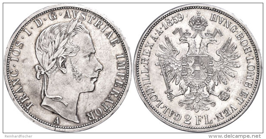 Doppelgulden, 1859, Franz Josef I., A, J. 329, Ss-vz.  Ss-vzDouble Guilder, 1859, Francis Joseph I., A, J. 329,... - Oesterreich