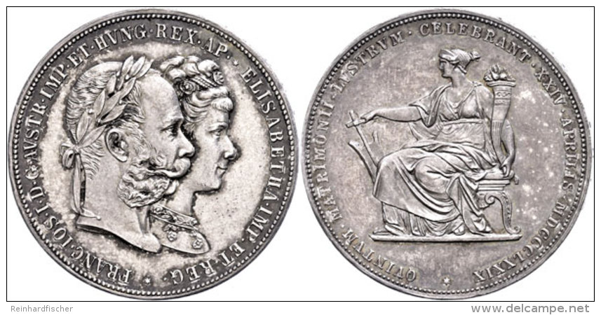 Doppelgulden, 1879, Franz Josef I., Auf Die Silberne Hochzeit, Kl. Rf., Vz.  VzDouble Guilder, 1879, Francis... - Oesterreich