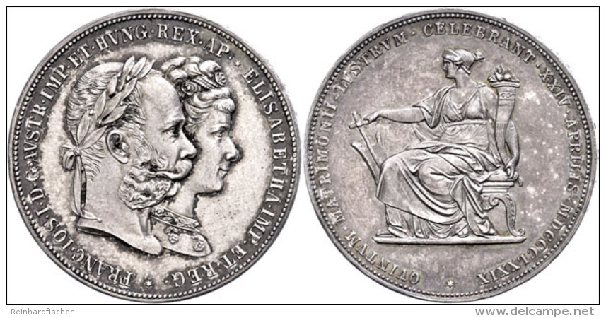 Doppelgulden, 1879, Franz Josef I., Auf Die Silberne Hochzeit, Kl. Rf., Vz.  VzDouble Guilder, 1879, Francis... - Austria