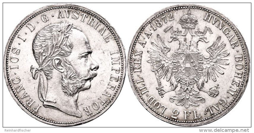 Doppelgulden, 1872, Franz Josef I., J. 343, Vz.  VzDouble Guilder, 1872, Francis Joseph I., J. 343, Extremley... - Oesterreich