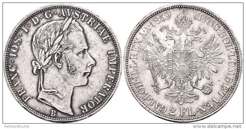 Doppelgulden, 1859, Franz Josef I., B, J. 329, Kl. Rf., Ss-vz.  Ss-vzDouble Guilder, 1859, Francis Joseph I.,... - Oesterreich