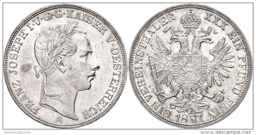 Taler, 1857, Franz Josef I., A, J. 312, Ss.  SsThaler, 1857, Francis Joseph I., A, J. 312, Very Fine.  Ss - Oesterreich