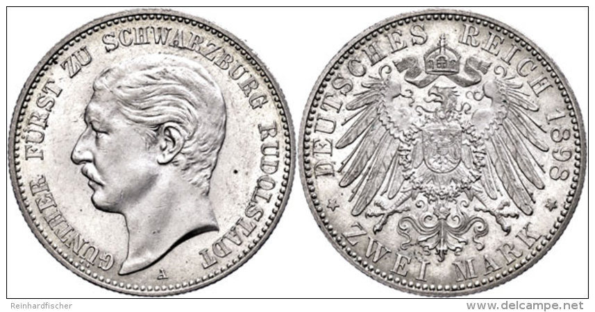 2 Mark, 1898, G&uuml;nther Victor, Vz-st., Katalog: J. 167 Vz-st2 Mark, 1898, G&uuml;nther Victor, Extremly... - Sonstige & Ohne Zuordnung