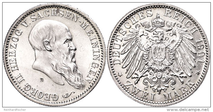 2 Mark, 1901, Georg II., Zu, 75. Geburtstag, Avers Leicht Berieben, St., Katalog: J. 149 St2 Mark, 1901, Georg... - Sonstige & Ohne Zuordnung