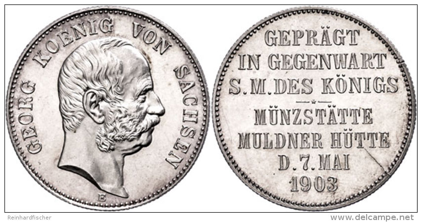 Silber-Gedenkm&uuml;nze In 2 Mark Gr&ouml;&szlig;e, 1903, Georg, Auf Den Besuch Der M&uuml;nze Durch Den... - Other & Unclassified