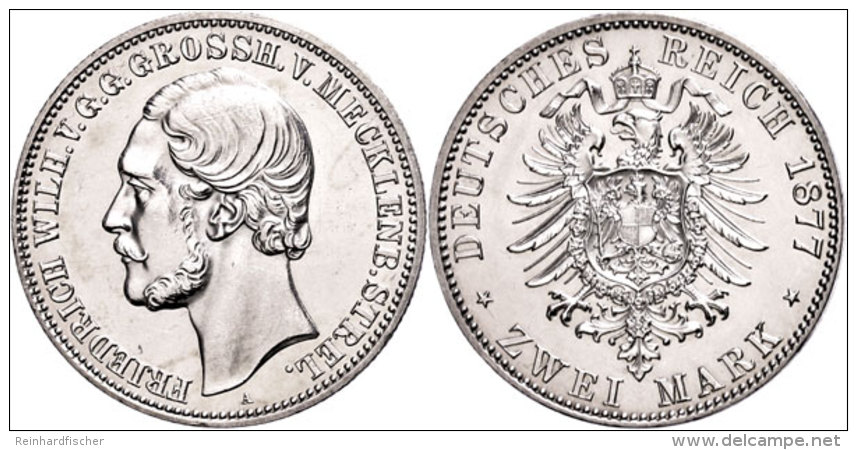 2 Mark, 1877, Friedrich Wilhelm, Leicht Berieben, Vz-st., Katalog: J. 90 Vz-st2 Mark, 1877, Friedrich Wilhelm,... - Sonstige & Ohne Zuordnung