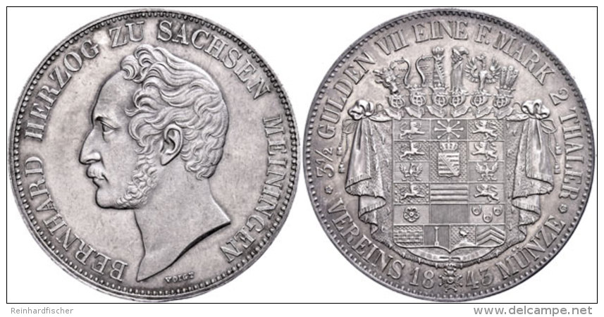 Doppeltaler, 1843, Bernhard II. Erich Freund, AKS 171, J. 439, Kl. Rf., Vz+.  Double Taler, 1843, Barney II.... - Sonstige & Ohne Zuordnung