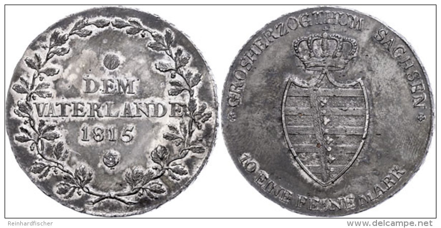 Taler, 1815, Carl August, AKS 2, J. 518, Kl. Schr&ouml;tlingsfehler, Dunkle Patina, Vz+.  VzThaler, 1815, Carl... - Sonstige & Ohne Zuordnung