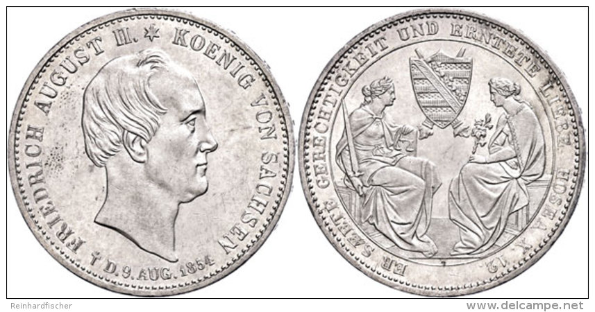 Taler, 1854, Friedrich August II., Auf Seinen Tod, AKS 118, J. 95, Kl. Rf., Vz-st.  Vz-stThaler, 1854,... - Sonstige & Ohne Zuordnung