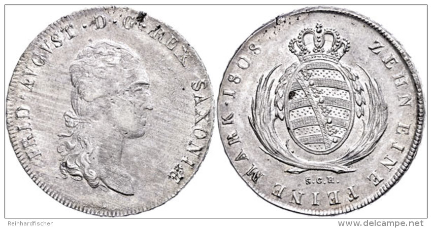 Taler, 1808, Friedrich August I., SGH, AKS 13, Schr&ouml;tlingsfehler Am Rand, Vz+.  Thaler, 1808, Friedrich... - Sonstige & Ohne Zuordnung