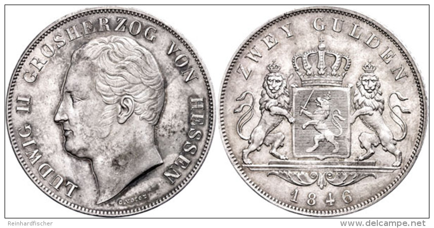 Doppelgulden, 1846, Ludwig II., AKS 101, J. 42, Kl. Rf., Vz-st.  Vz-stDouble Guilder, 1846, Ludwig II., Picture... - Sonstige & Ohne Zuordnung