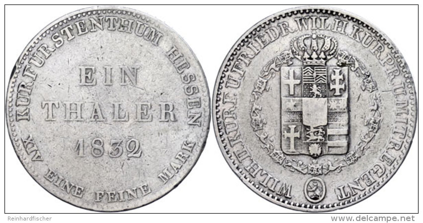 Taler, 1832, Wilhelm II., AKS 46, J. 32, Kl. Rf., S-ss.  S-ssThaler, 1832, Wilhelm II., Picture Postcards 46,... - Sonstige & Ohne Zuordnung