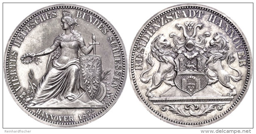 Silbermedaille In Talergr&ouml;&szlig;e, 1872, 4. Deutsches Bundesschie&szlig;en, Thun 179, F. St.  Silver... - Sonstige & Ohne Zuordnung