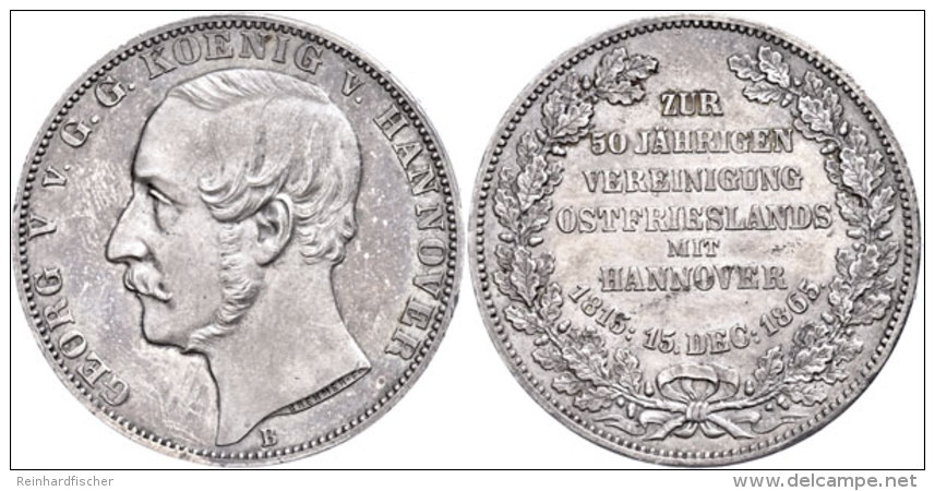 Taler, 1865, Georg V., Vereinigung Ostfrieslands Mit Hannover, AKS 161, J. 99, Vz.  VzThaler, 1865, Georg V.,... - Sonstige & Ohne Zuordnung