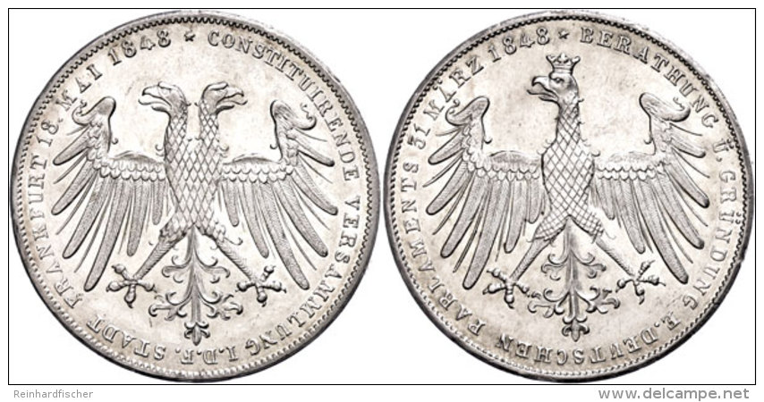 Doppelgulden, 1848, 18. Mai 1848, AKS 38, J. 45, Wz. Rf., Vz+.  Double Guilder, 1848, 18. May 1848, Picture... - Sonstige & Ohne Zuordnung