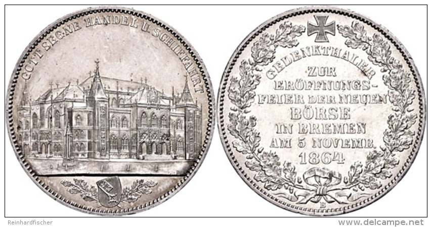 Taler, 1864, Er&ouml;ffnung Der Neuen B&ouml;rse, AKS 15, Kl. Rf., Etwas Berieben, Vz+.  Thaler, 1864, Opening... - Sonstige & Ohne Zuordnung