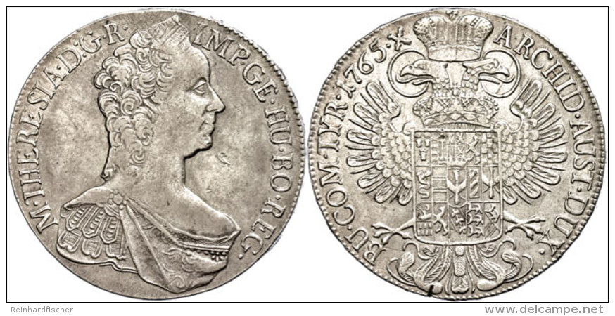 Taler, 1765, Maria Theresia, Wien, Ss.  SsThaler, 1765, Maria Theresia, Vienna, Very Fine.  Ss - Oesterreich