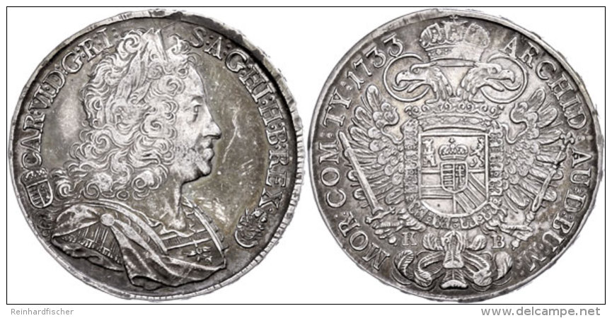 Taler, 1733, Karl VI., Kremnitz, Ss.  SsThaler, 1733, Karl VI., Kremnitz, Very Fine.  Ss - Oesterreich
