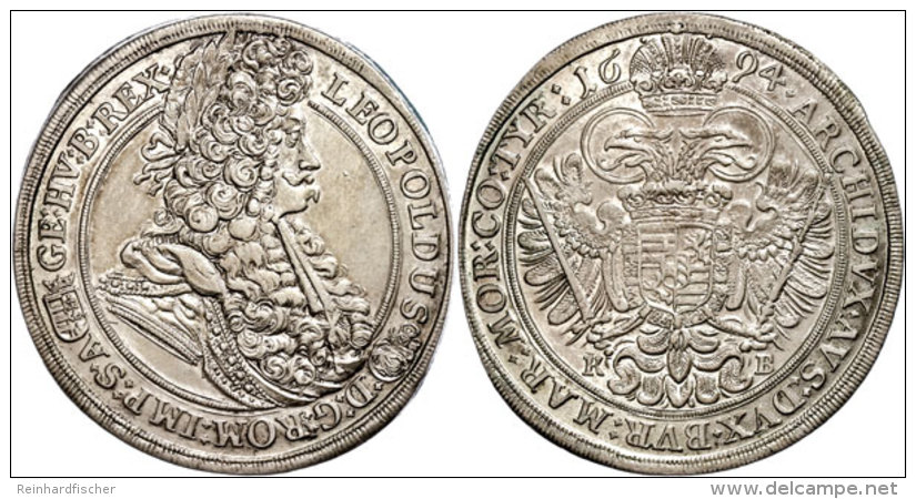 Taler, 1694, Leopold I., Kremnitz, Herinek 738, Kl. Kratzer Auf Revers, Vz+.  VzThaler, 1694, Leopold I.,... - Oesterreich